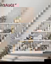 Biblioteca cu 8 compartimente, Vasagle, 97.5x30x100 cm, PAL, alb