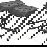 Set 2 scaune de bar, Vasagle, 44x32x66 cm, max 120 kg, lemn de cauciuc/piele ecologica, negru ink