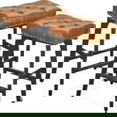 Set 2 scaune de bar, Vasagle, 44x32x66 cm, max 120 kg, lemn de cauciuc/piele ecologica, maro coffee