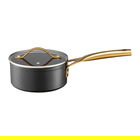 Cratita cu maner si capac Royal Gold, Ambition, 16 cm, 1.4 L, aluminiu forjat, strat antiaderent Qualum Basic, gri/auriu