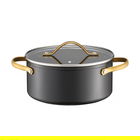 Oala cu capac Royal Gold, Ambition, 24 cm, 4.6 L, aluminiu forjat, strat antiaderent Qualum Basic, gri/auriu