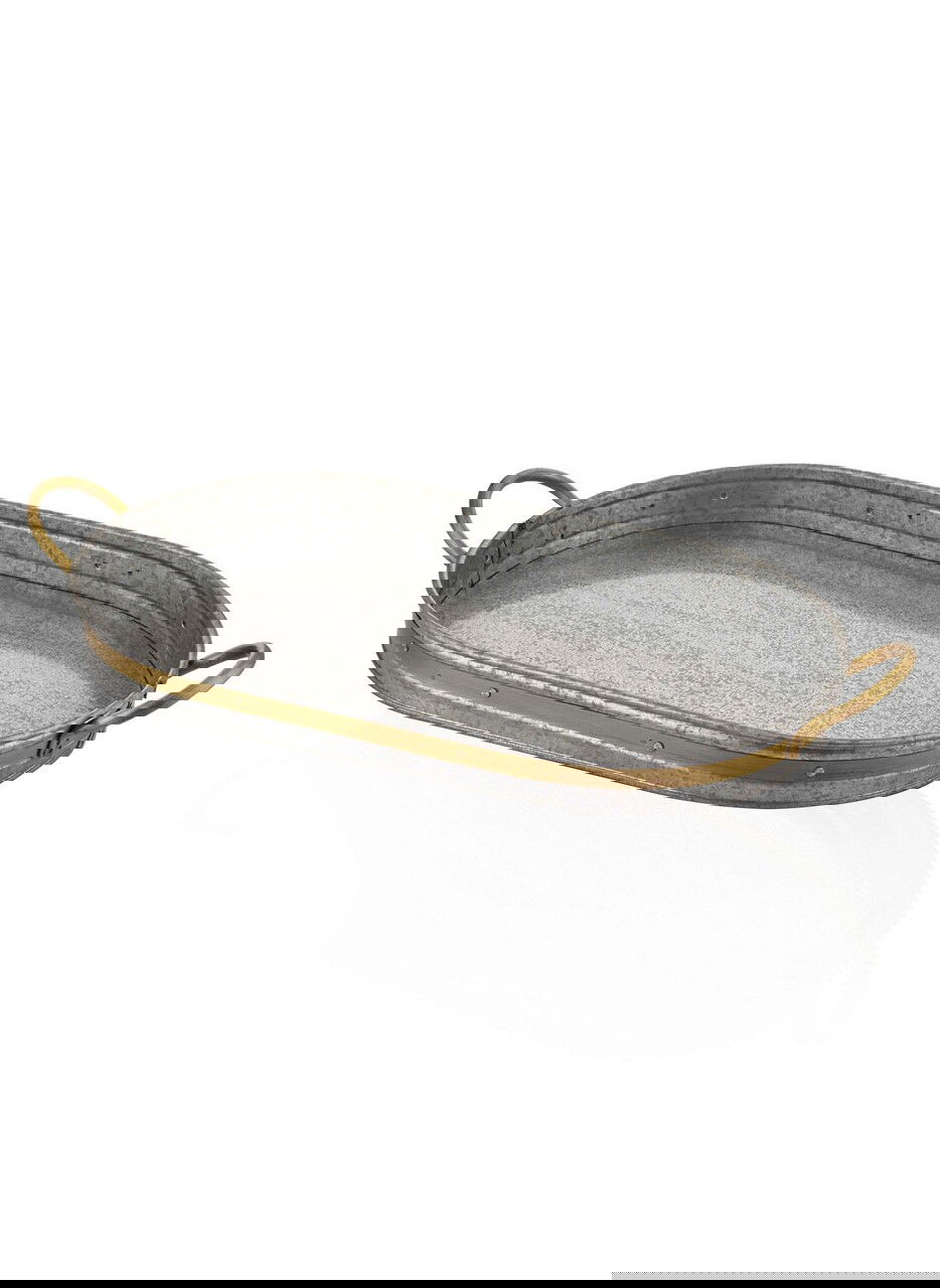 Tava pentru servire, Mia - Kitchenware, 280TMA1792, 100% GALVANIZAT / , Dimensiune: 66 x 32 x 4 cm, Gri / Auriu