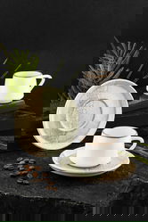 Set cesti de cafea, Noble Life, 721NBL3164, 100% PORCELAN / , Ceașcă de cafea: 90 cm (6 bucăți), Verde / Crem / Alb