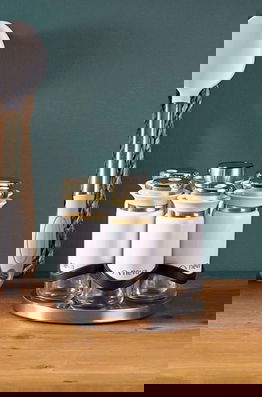 Set recipiente pentru condimente, Dynasty, 960DYN1921, 100% Oțel inoxidabil ml / , Dimensiune: 4 x 4 x 13 cm (6 bucăți), Alb