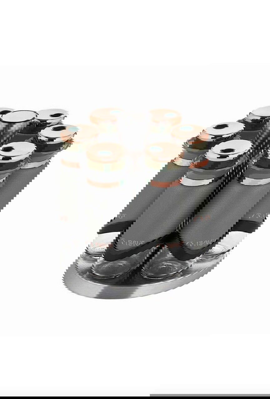Set recipiente pentru condimente, Dynasty, 960DYN1922, 100% Oțel inoxidabil ml / , Dimensiune: 4 x 4 x 13 cm (6 bucăți), Gri