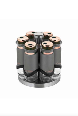 Set recipiente pentru condimente, Dynasty, 960DYN1922, 100% Oțel inoxidabil ml / , Dimensiune: 4 x 4 x 13 cm (6 bucăți), Gri