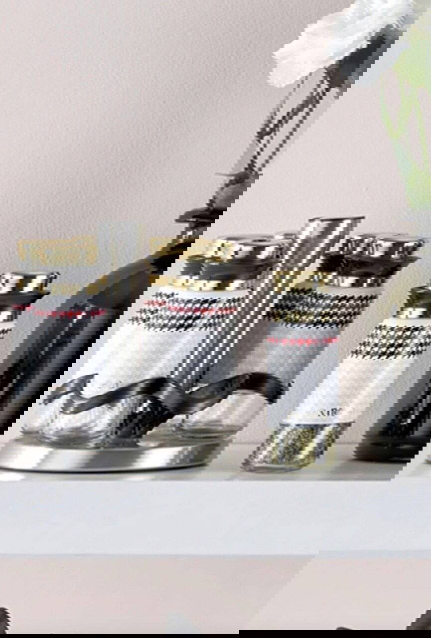 Set recipiente pentru condimente, Dynasty, 960DYN1923, 100% Oțel inoxidabil ml / , Dimensiune: 4 x 4 x 13 cm (6 bucăți), Alb / Roșu / Negru