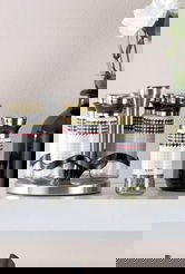 Set recipiente pentru condimente, Dynasty, 960DYN1923, 100% Oțel inoxidabil ml / , Dimensiune: 4 x 4 x 13 cm (6 bucăți), Alb / Roșu / Negru