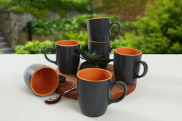 Set cani, Keramika, 275KRM1749, 100% CERAMICA / , Dimensiune: 9 cm (6 bucăți), Gri / Portocaliu