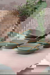 Set farfurii, Keramika, 275KRM1878, 100% CERAMICA / , Nu absorbi apa, Verde / Aur