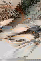 Set farfurii, Keramika, 275KRM1880, 100% CERAMICA / , Nu absorbi apa, Crem / Aur