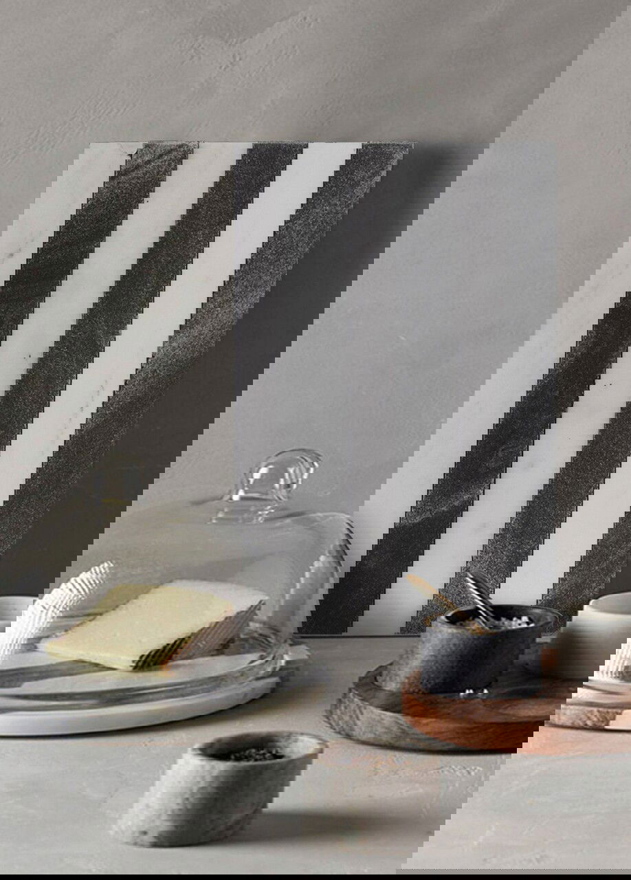 Platou servire alimente, Mia - Kitchenware, 280TMA1895, 100% MARMURA / , Dimensiune: 12 x 8 x 0,63 cm, Alb/Negru