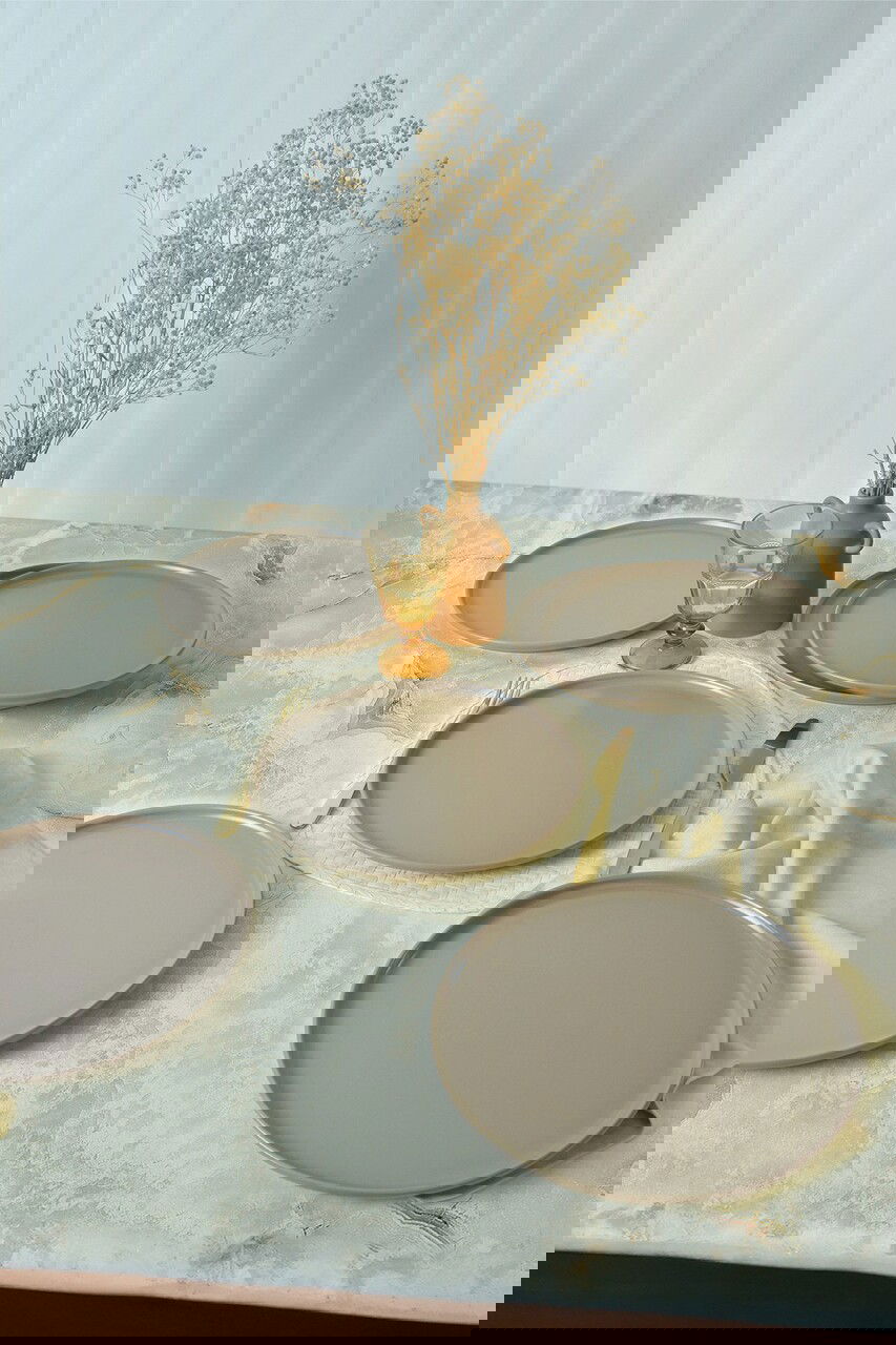 Set platouri pentru servire, Keramika, 275KRM2204, 100% CERAMICA / , Nu absoarbe apa, Taupe Mat