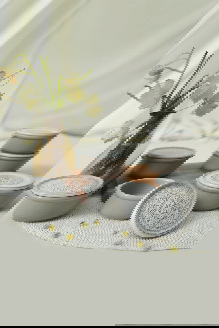 Set recipiente depozitare, Keramika, 275KRM2123, 100% CERAMICA / , Nu absoarbe apa, Alb mat