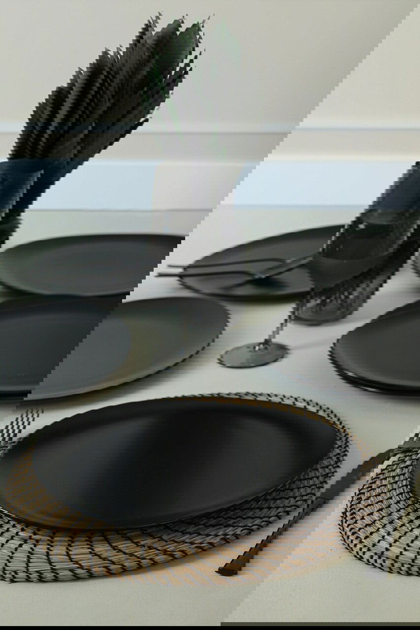 Set platouri pentru servire, Keramika, 275KRM2161, 100% CERAMICA / , Nu absoarbe apa, Negru mat