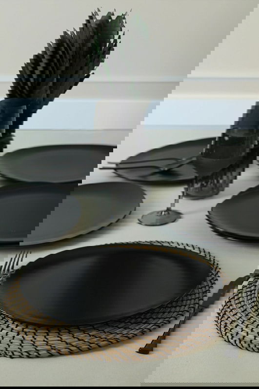 Set platouri pentru servire, Keramika, 275KRM2161, 100% CERAMICA / , Nu absoarbe apa, Negru mat