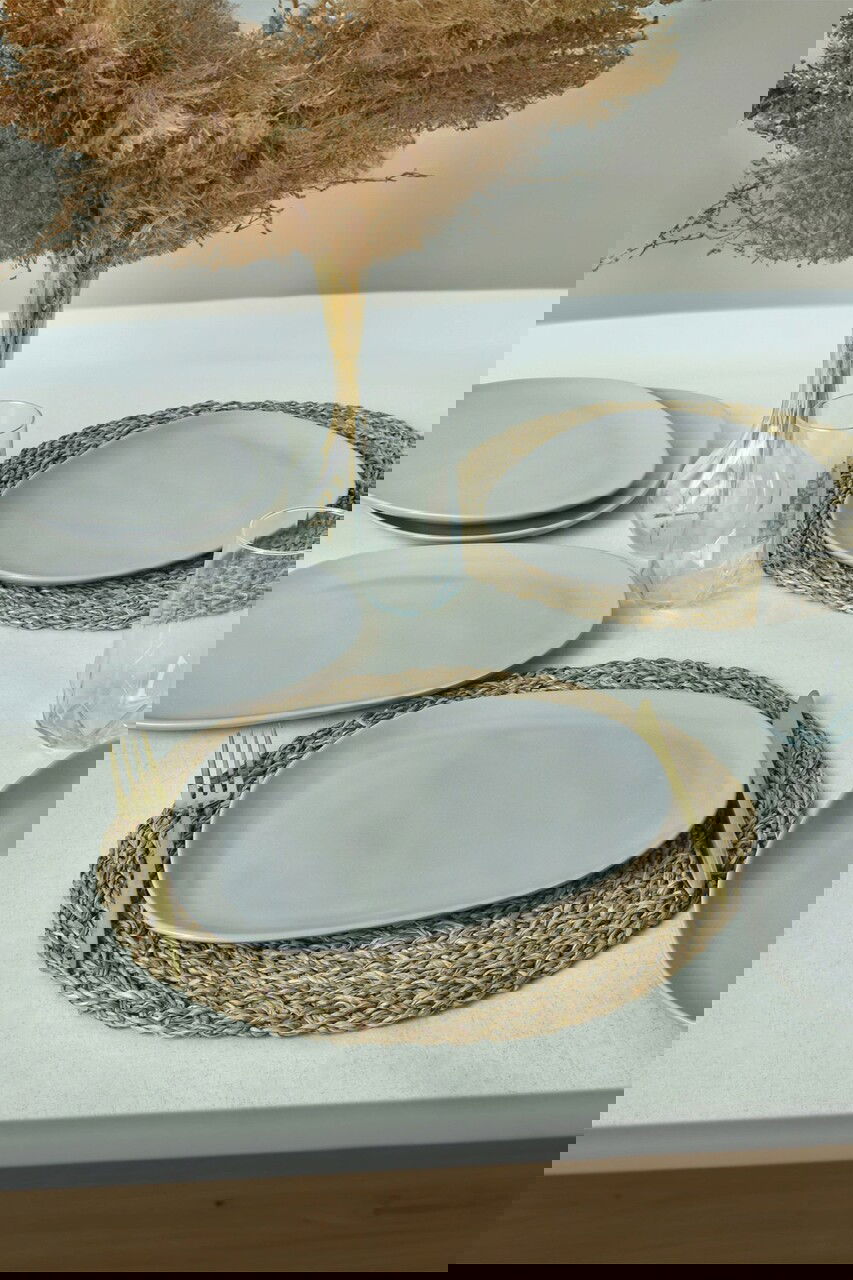 Set platouri pentru servire, Keramika, 275KRM2210, 100% CERAMICA / , Nu absoarbe apa, Gri Mat