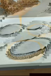 Set platouri pentru servire, Keramika, 275KRM2210, 100% CERAMICA / , Nu absoarbe apa, Gri Mat