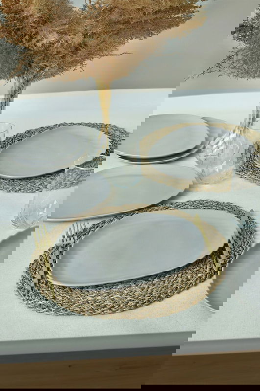 Set platouri pentru servire, Keramika, 275KRM2210, 100% CERAMICA / , Nu absoarbe apa, Gri Mat