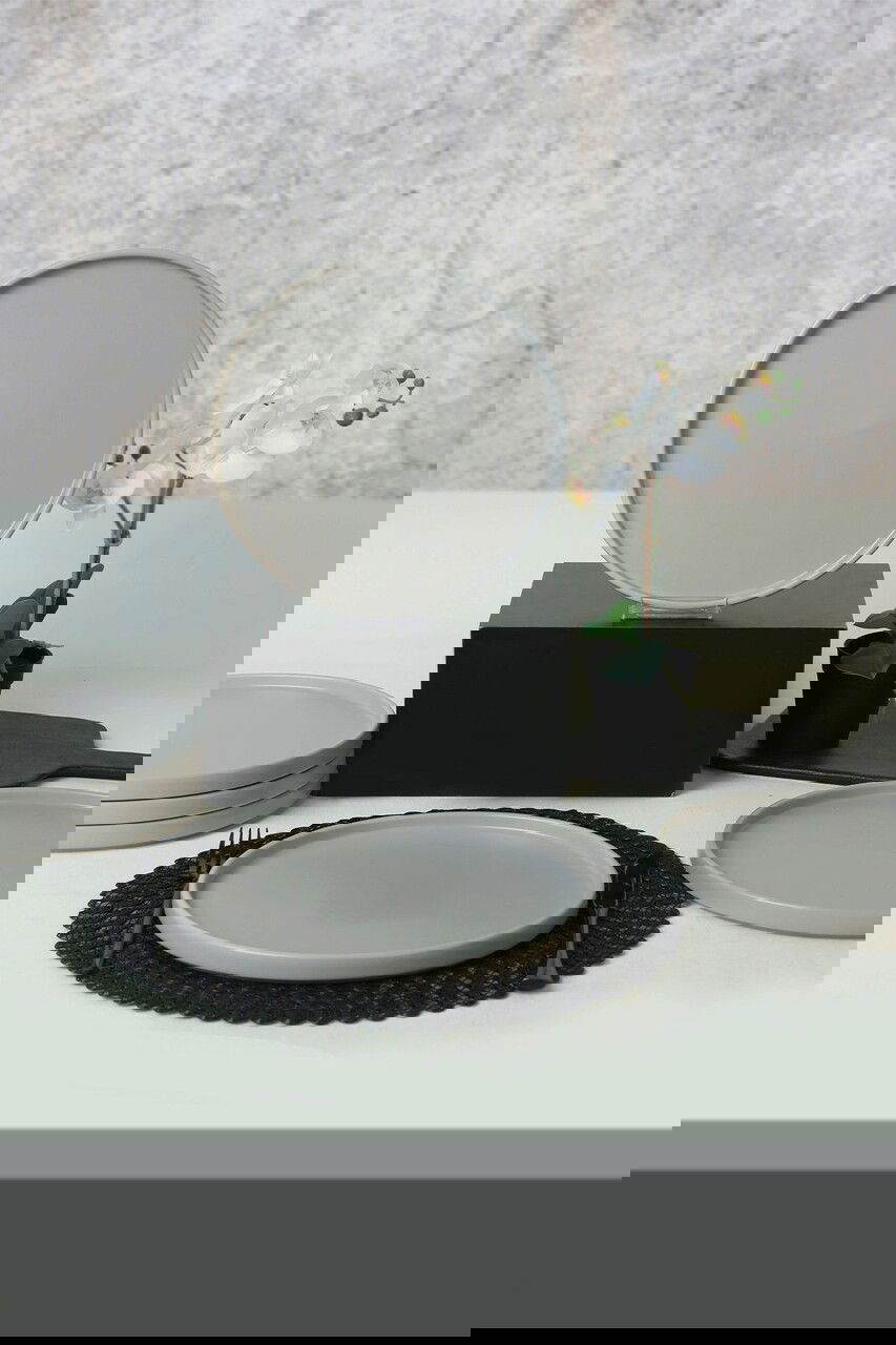 Set platouri pentru servire, Keramika, 275KRM2111, 100% CERAMICA / , Nu absoarbe apa, Gri Mat