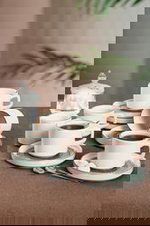 Set pentru ceai, Keramika, 275KRM1869, 100% CERAMICA / , Nu absorbi apa, Alb/Verde
