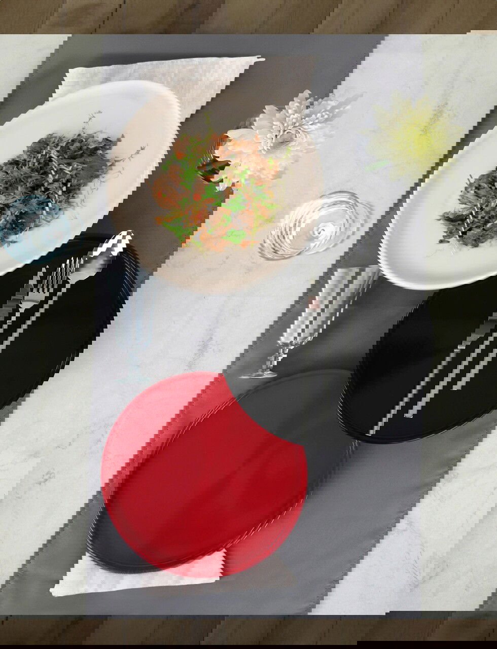 Set platouri pentru servire, Keramika, 275KRM1854, 100% CERAMICA / , Nu absoarbe apa, Negru / Roșu / Alb