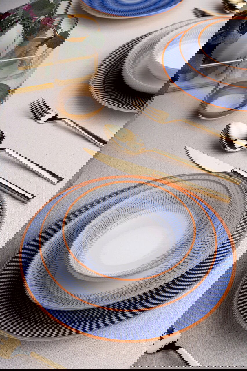Serviciu de masa, Güral Porselen, 387GRP1359, 100% PORCELAN / , Placă de serviciu: 25 × 25 × 2 cm (6 bucăți), Multicolor