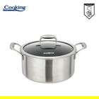 Oala cu capac 5 L, Titanium, Cooking by Heinner, 24x12 cm, inox/sticla, argintiu