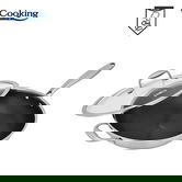 Tigaie Wok 4.5 L, Titanium, Cooking by Heinner, 30x8.5 cm, inox/sticla, argintiu
