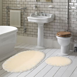 Set covorase de baie 2 piese, Alanur Home, Zara, Poliester, Crem