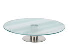Platou cu picior pentru tort Pastry, Excellent Houseware, 30x7 cm, inox/sticla, argintiu
