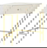 Consola de colt Sharon, Mauro Ferretti, 84.5x60x77 cm, lemn de pin/MDF/metal, alb/auriu