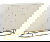 Bufet cu 2 usi si 4 sertare Sharon, Mauro Ferretti, 120x40x85 cm, lemn de pin/MDF/metal, alb/auriu