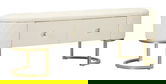 Bancheta cu sertare pentru depozitare Sharon, Mauro Ferretti, 120x40x43 cm, lemn de pin/piele ecologica/metal, alb/auriu