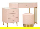 Masa de toaleta cu taburet / Masuta dressing Sharon, Mauro Ferretti, 120x40x75 cm, lemn de pin/MDF/metal, roz/auriu