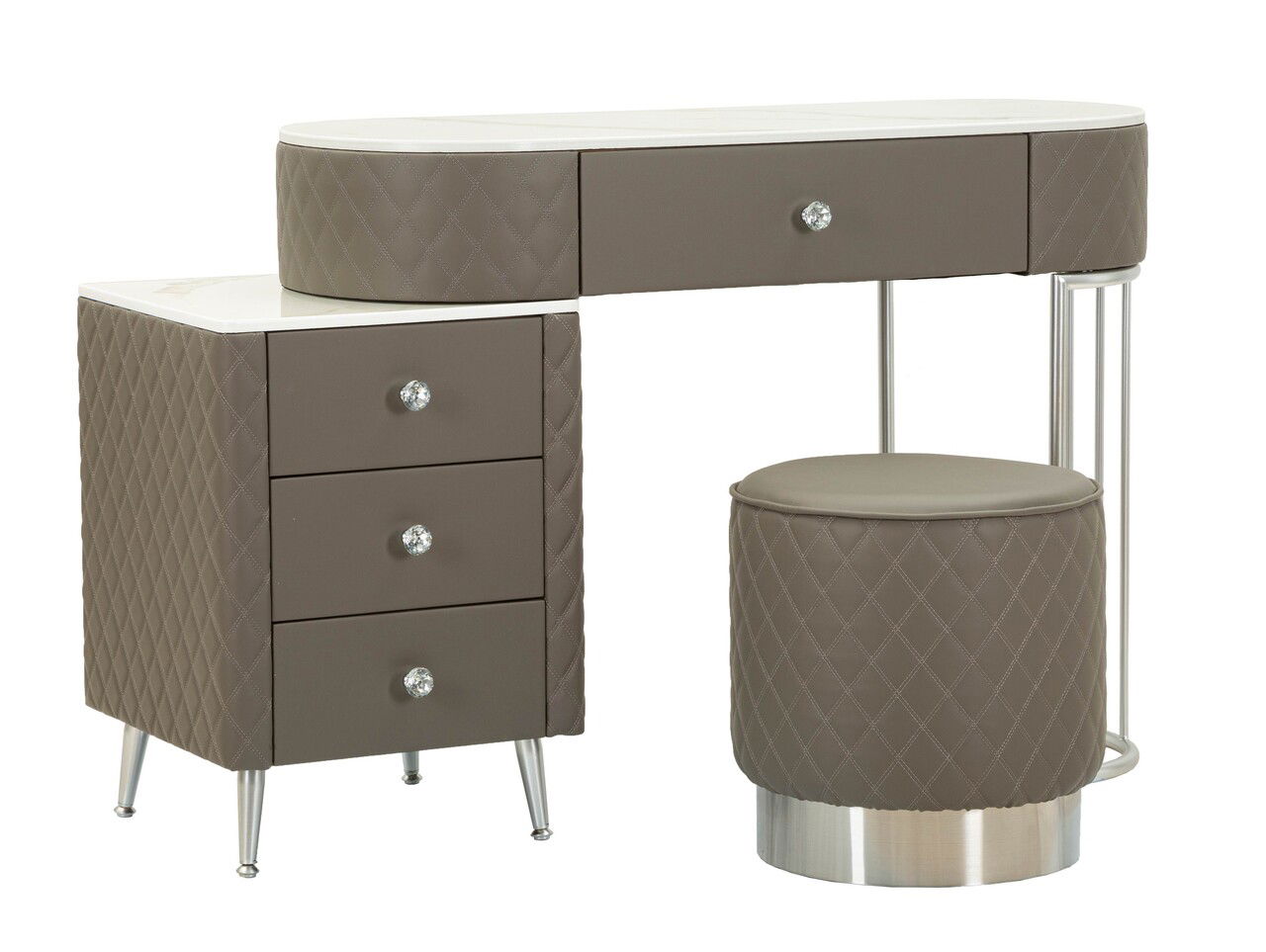 Masa de toaleta cu taburet / Masuta dressing Sharon, Mauro Ferretti, 120x40x75 cm, lemn de pin/MDF/metal, gri/argintiu