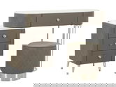 Masa de toaleta cu taburet / Masuta dressing Sharon, Mauro Ferretti, 120x40x75 cm, lemn de pin/MDF/metal, gri/argintiu