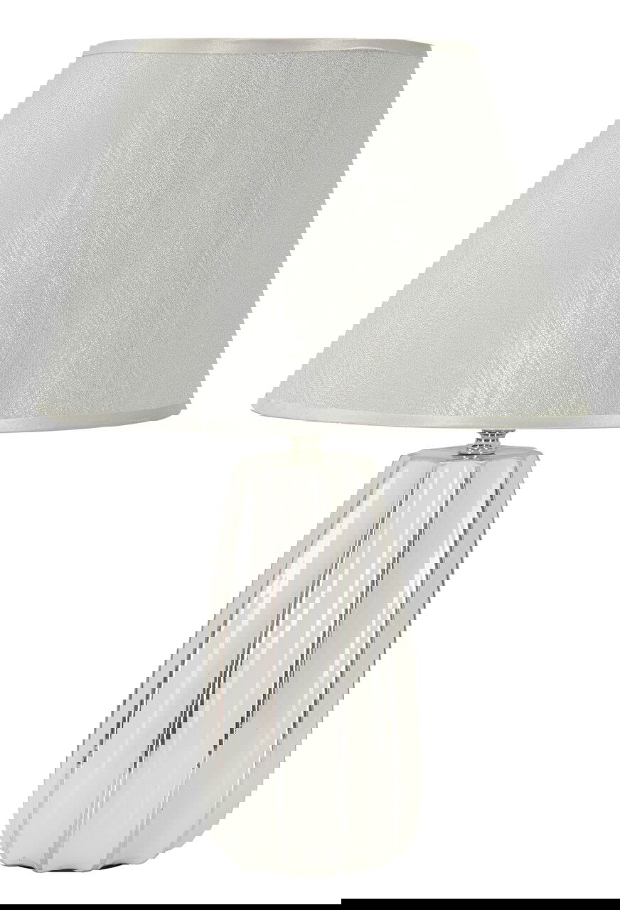 Lampa de masa Emmi, Mauro Ferretti, 1 x E27, 40W, 30x45 cm, ceramica/fier/textil, alb/argintiu