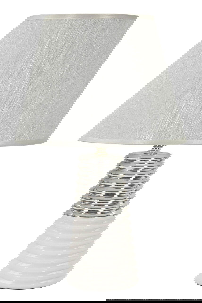 Lampa de masa Candela, Mauro Ferretti, 1 x E27, 40W, 25x41 cm, ceramica/fier/textil, alb/argintiu