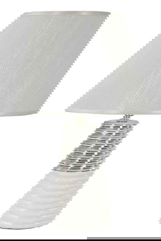 Lampa de masa Candela, Mauro Ferretti, 1 x E27, 40W, 25x41 cm, ceramica/fier/textil, alb/argintiu
