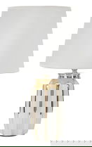 Lampa de masa Cassy, Mauro Ferretti, 1 x E27, 40W, 25x40.5 cm, ceramica/fier/textil, alb/auriu
