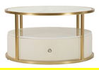 Masuta de cafea Sharon, Mauro Ferretti, 75x75x40 cm, lemn de pin/MDF/metal, alb/auriu