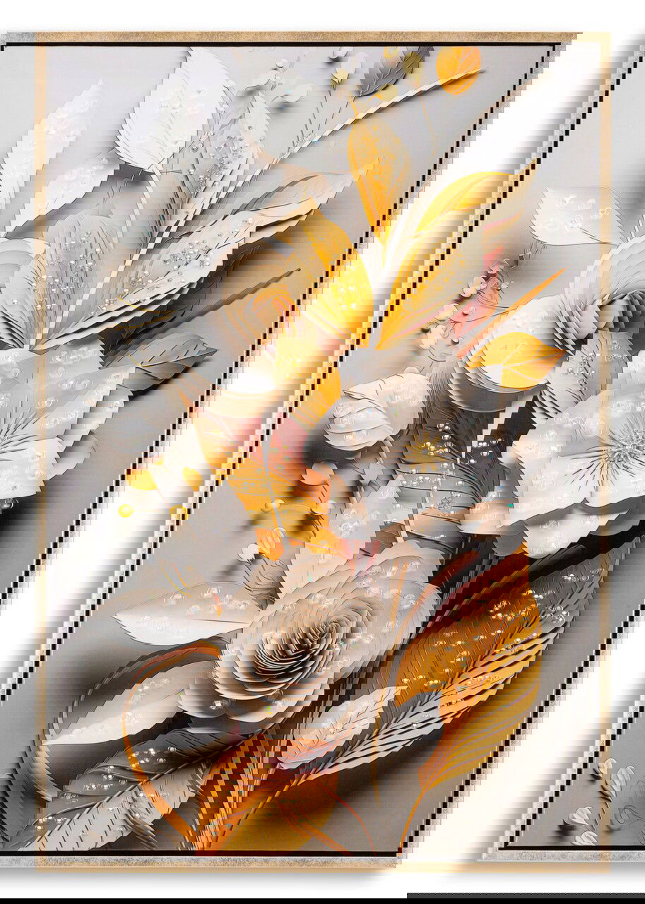 Tablou decorativ Flora M, Mauro Ferretti, 42x62 cm, metal/lemn de brad/canvas, multicolor