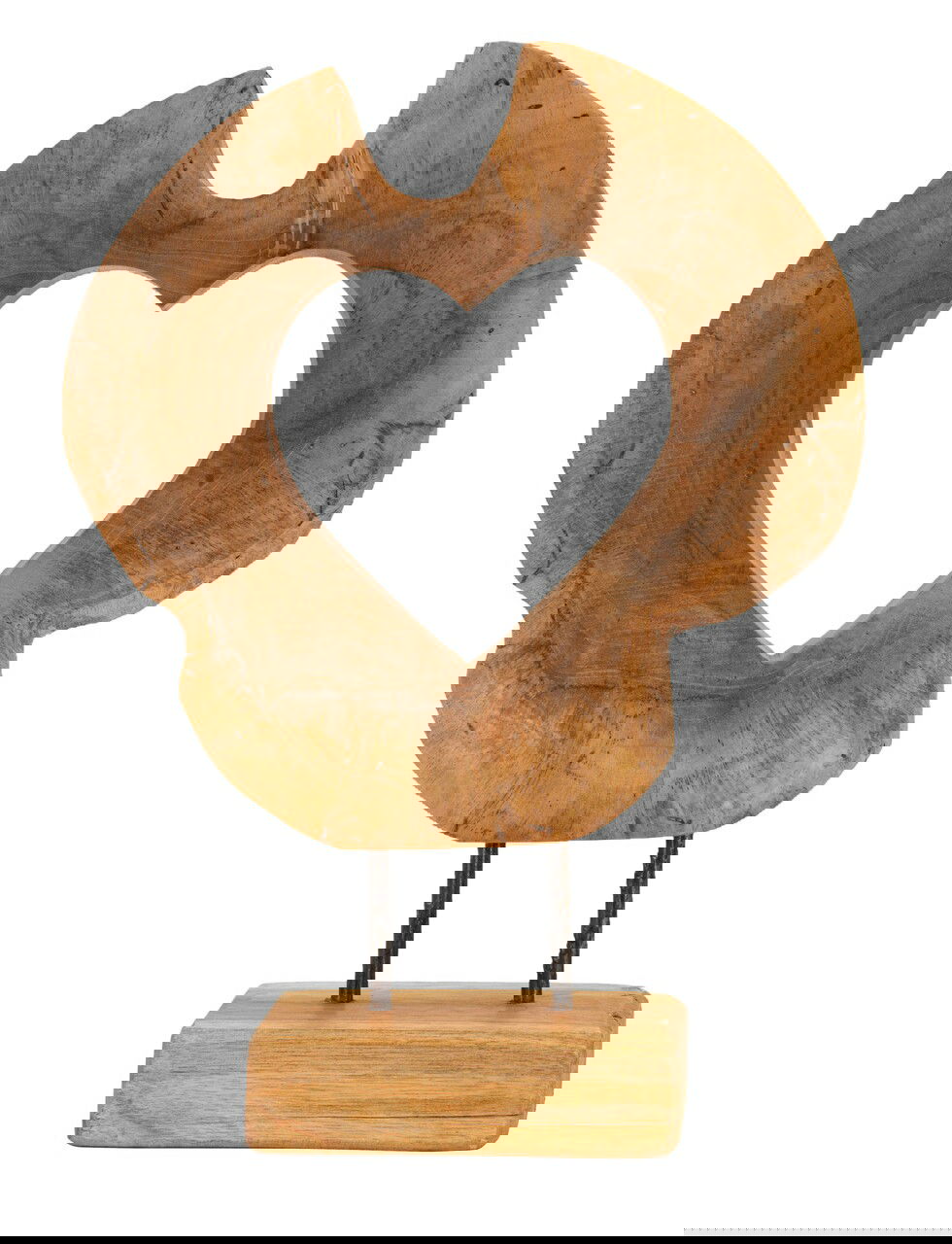 Sculptura decorativa Hasi, Mauro Ferretti, 28x10x38 cm, tec reciclat, lucrat manual, model unicat, maro