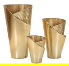 Set 3 ghivece / vase decorative Flosty, Mauro Ferretti, 39x42x75 cm, fier, auriu