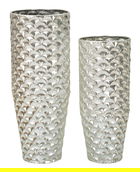Set 2 ghivece / vase decorative Silvy, Mauro Ferretti, 37x37x92 cm, fier, argintiu