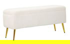 Bancheta cu spatiu de depozitare Soffy, Mauro Ferretti, 112x42x50 cm, lemn de pin/poliester, alb/auriu