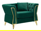 Fotoliu cu perna decorativa Emy, Mauro Ferretti, 104x83x76 cm, eucalipt/pin/catifea, verde/auriu