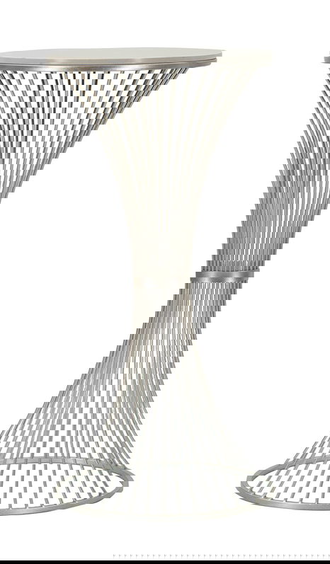 Masuta inalta Funnel, Mauro Ferretti, 50x50x100 cm, fier/marmura, argintiu