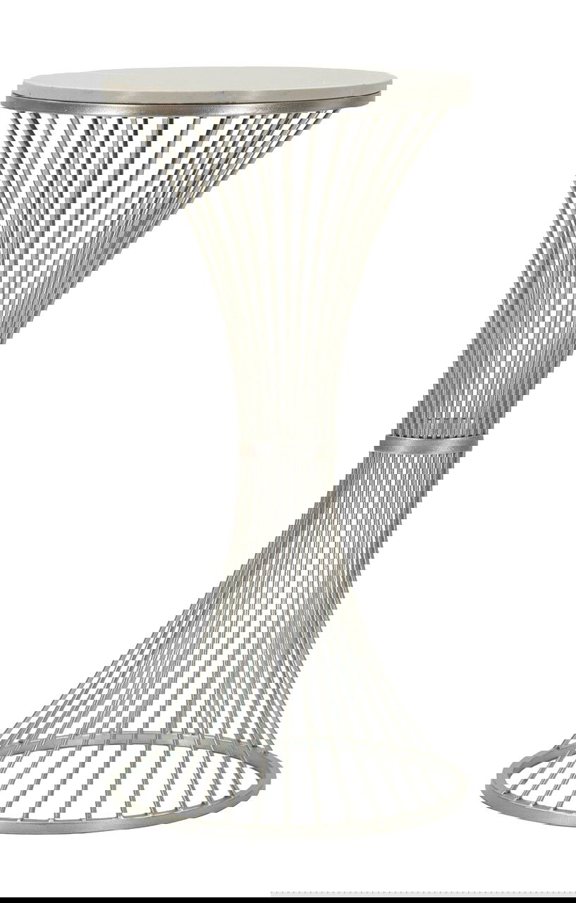 Masuta inalta Funnel, Mauro Ferretti, 40x40x79 cm, fier/marmura, argintiu